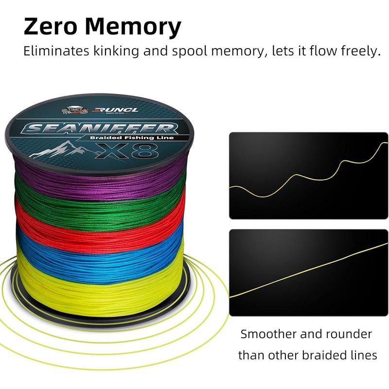 RUNCL Braided Fishing Line X8, Pro-Grade PE for Fresh/Saltwater, Abrasion-Resistant, 328/546/1093 Yards, 10000 Fishing Line Pro Grade