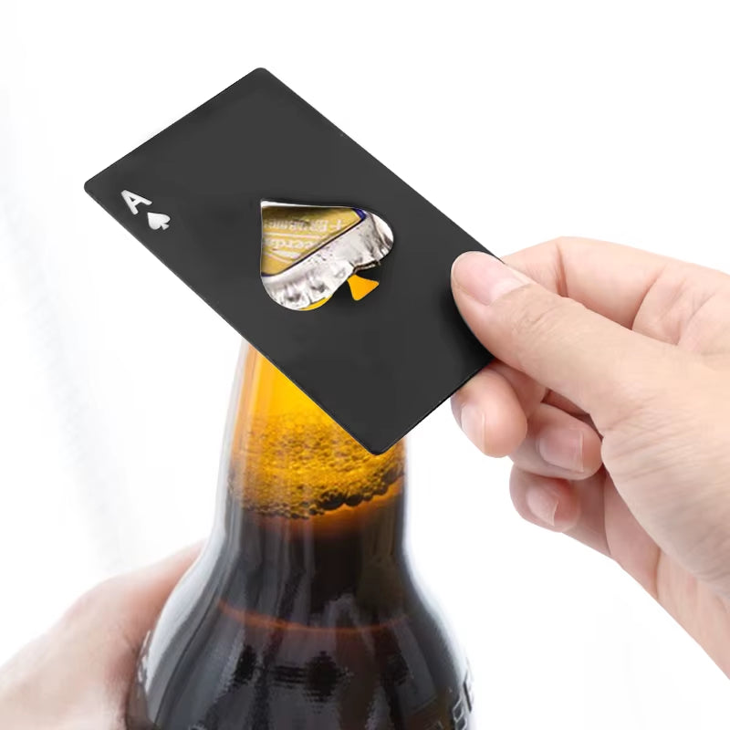 1PC Beer Bottle Picker Opener Poker Creative Pocket Metal Multifunction Credit Card Bottle Opener Black Peach a Stainless Steel