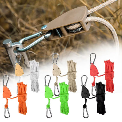 Tent Rope Hanger Pulley Hook Adjustable Lanyard Hanging Secure Non Slip for Camping Equipment Outdoor Tent Accessories