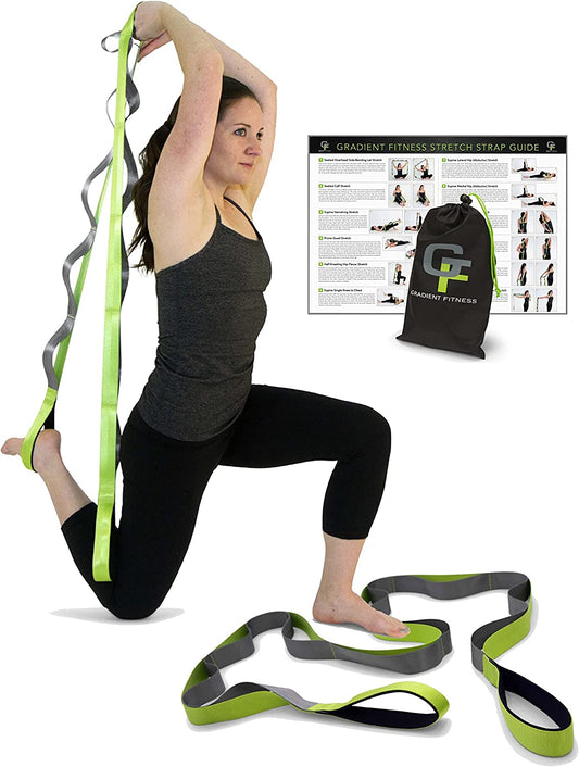 Stretching Strap for Physical Therapy, 12 Multi-Loop Stretch Strap 1.5" W X 8' L, Neoprene Handles, Physical Therapy Equipment, Yoga Straps for Stretching, Leg Stretcher.